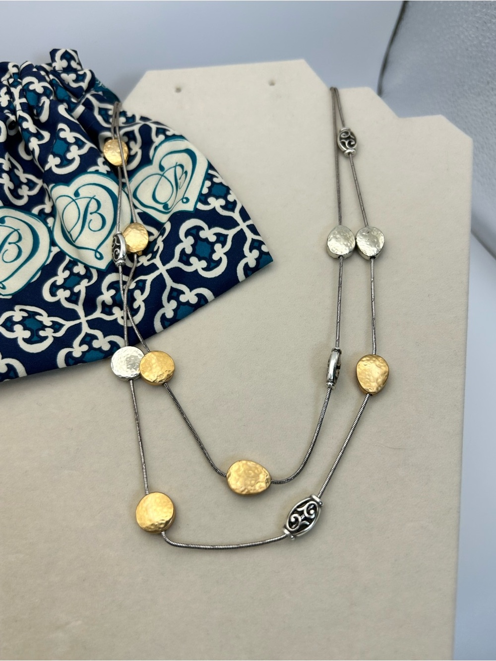 Brighton Mediterranean Long Necklace Two-Tone Gold & Silver Plated Stationed 41"